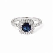 Silver Sterling Blue Diamond Ring