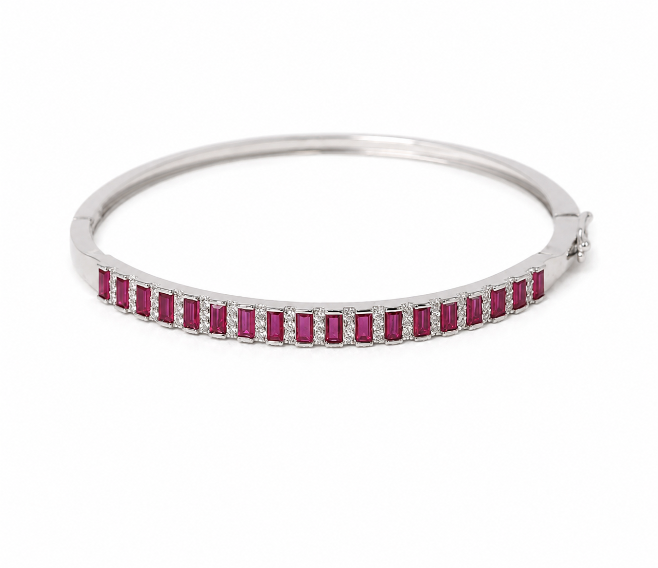 925 Silver Pink Prism Stone Kada