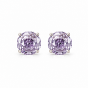 Silver Sterling Diamond Studs Earrings - Purple