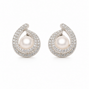 925 Silver Pearl Halo Studs Earring