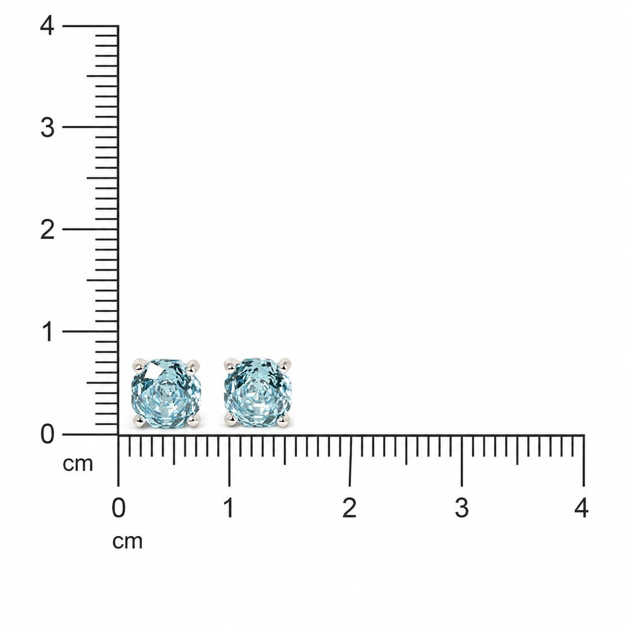 Silver Sterling Diamond Studs Earrings - Blue