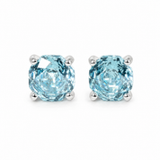 Silver Sterling Diamond Studs Earrings - Blue