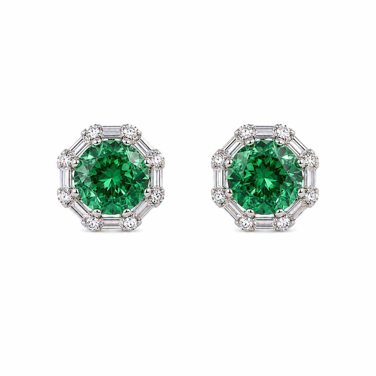 925 Silver Bubble Studs - Green