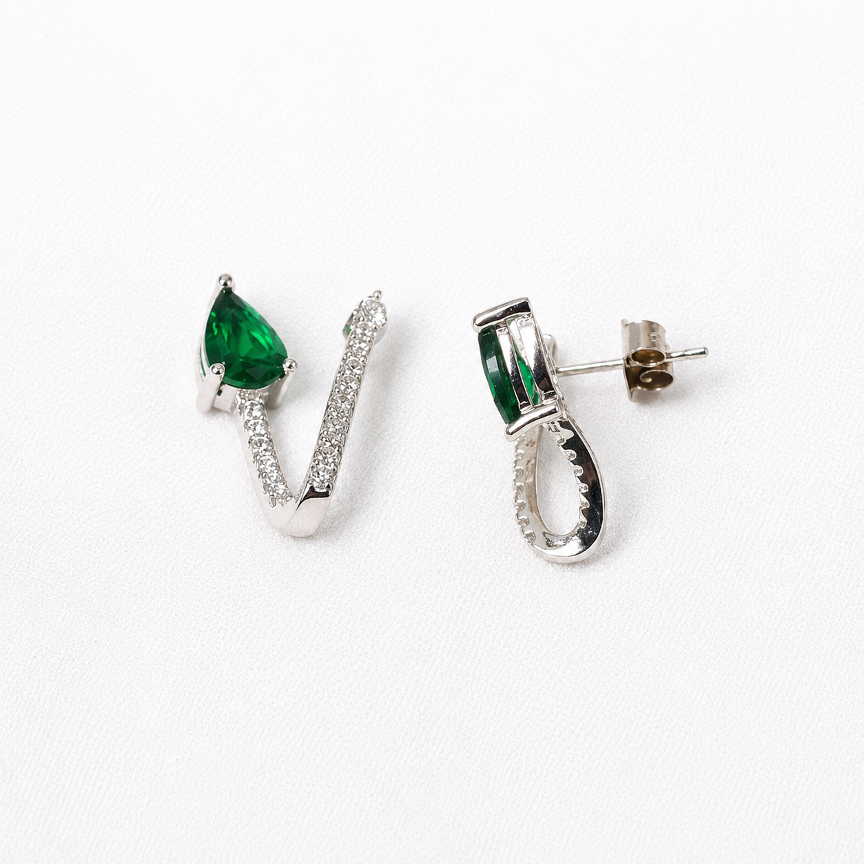 V Love Earrings- Green