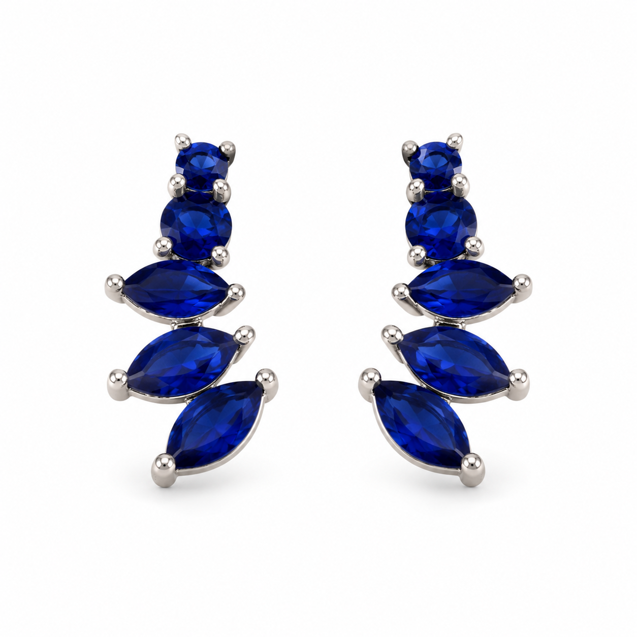 Silver Dot Sprig -Blue Earring