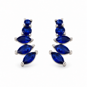 Silver Dot Sprig -Blue Earring