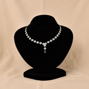 Silver Fairy Floral Drop Necklace Set -Green