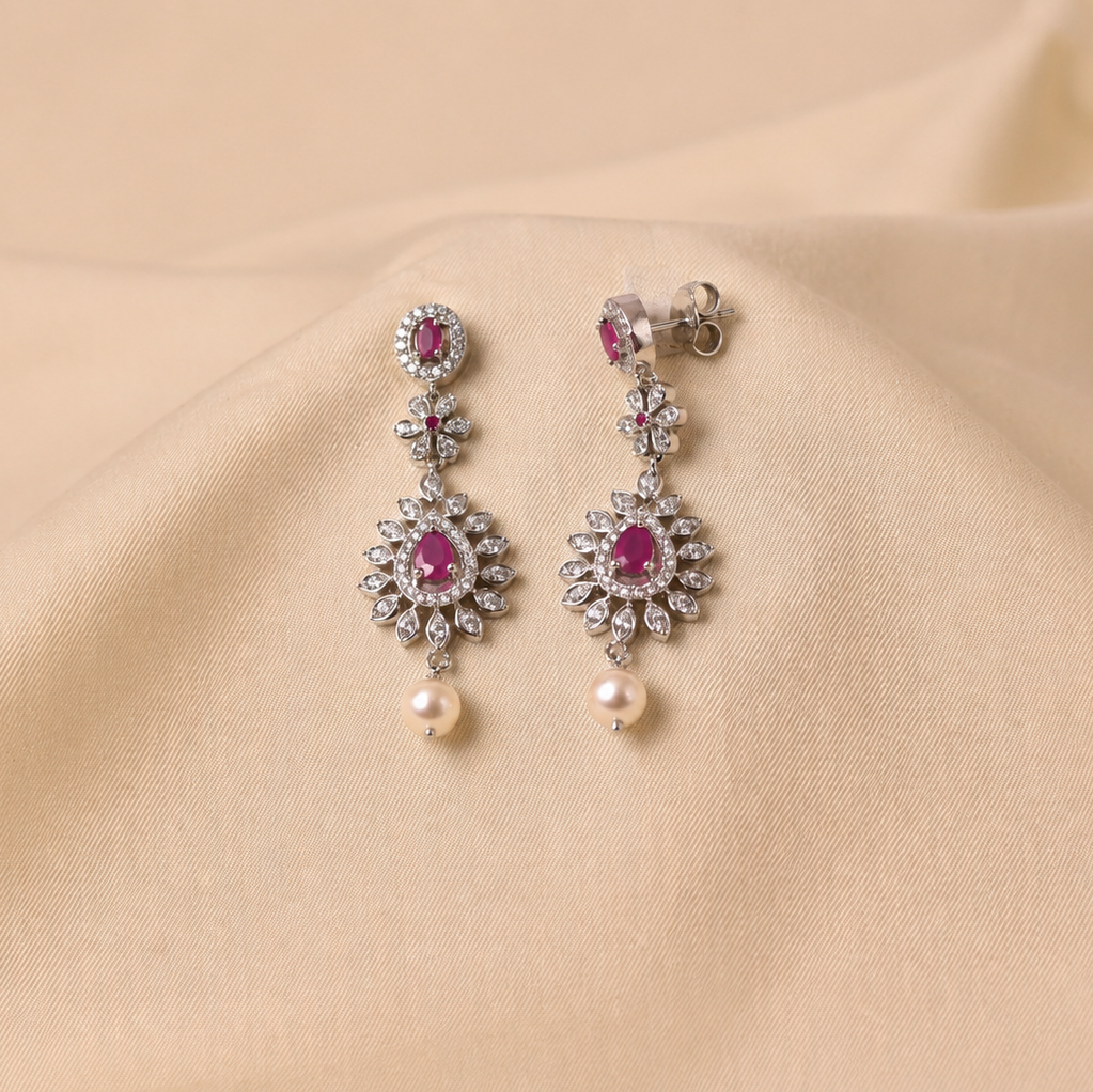 Sterling  Silver Query Pearl Haram - Pink