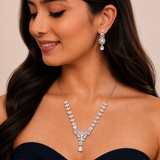 Silver Garland Leaves Necklace Set