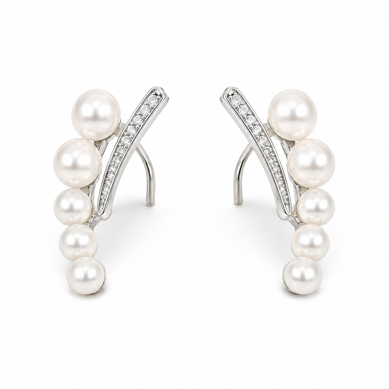 Pearl Silver Cuff Earring