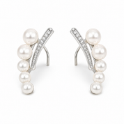 Pearl Silver Cuff Earring