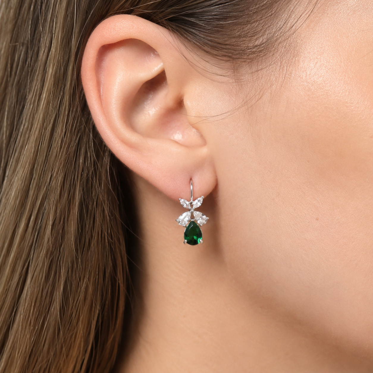 Butterfly Drop Earring -Dark Green