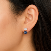 Stand in Oval Earrings- Dark Blue