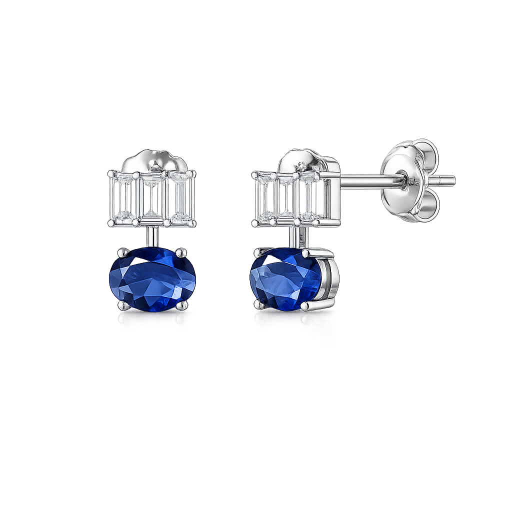 Stand in Oval Earrings- Dark Blue