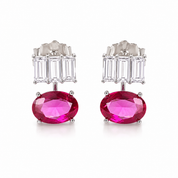 Stand in Oval Earrings- Dark Pink