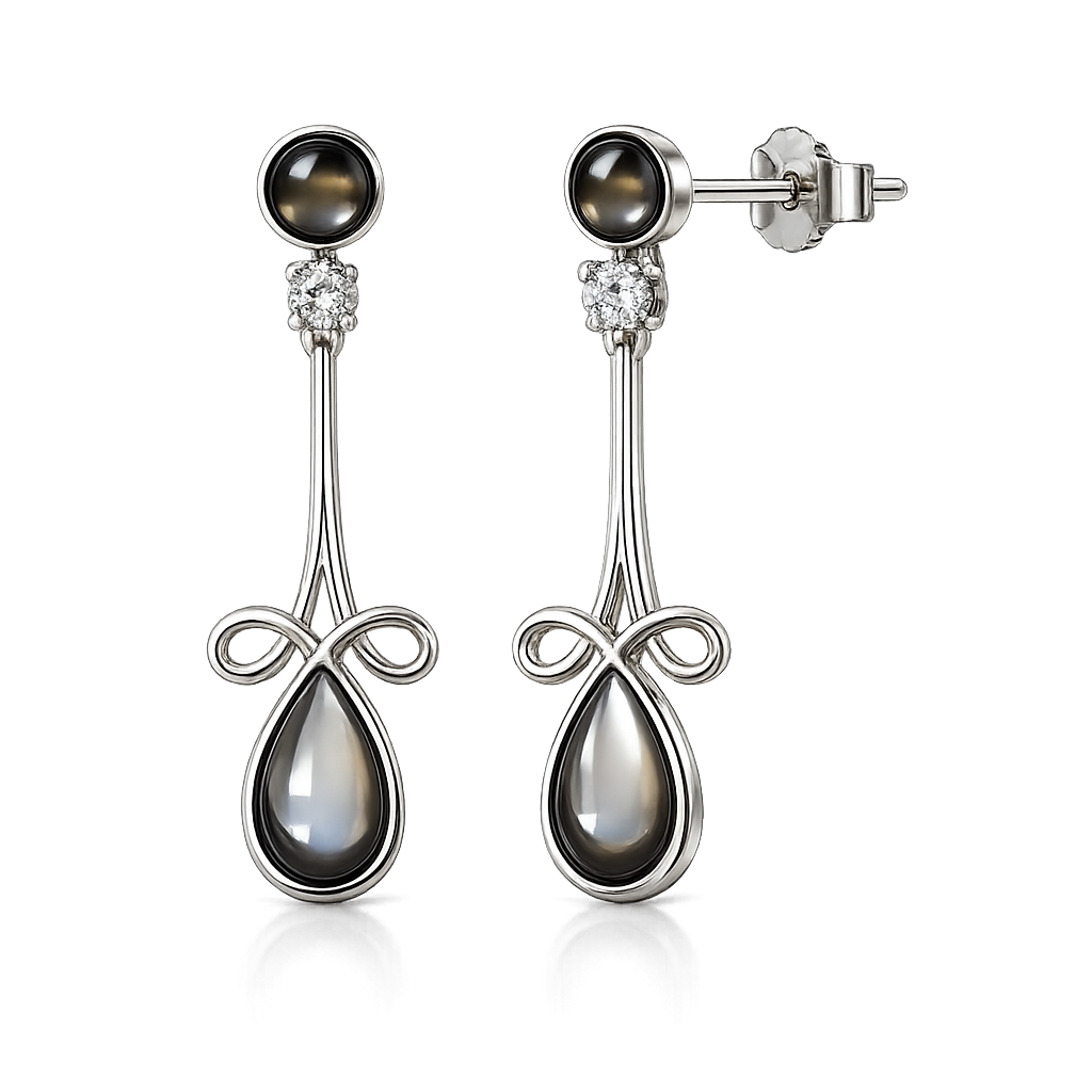 Silver Luster Earrings - Black MOP
