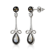 Silver Luster Earrings - Black MOP