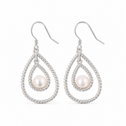 Silver Pearl Big Drop Earrings