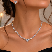 925 Silver Heart Neckalce Set