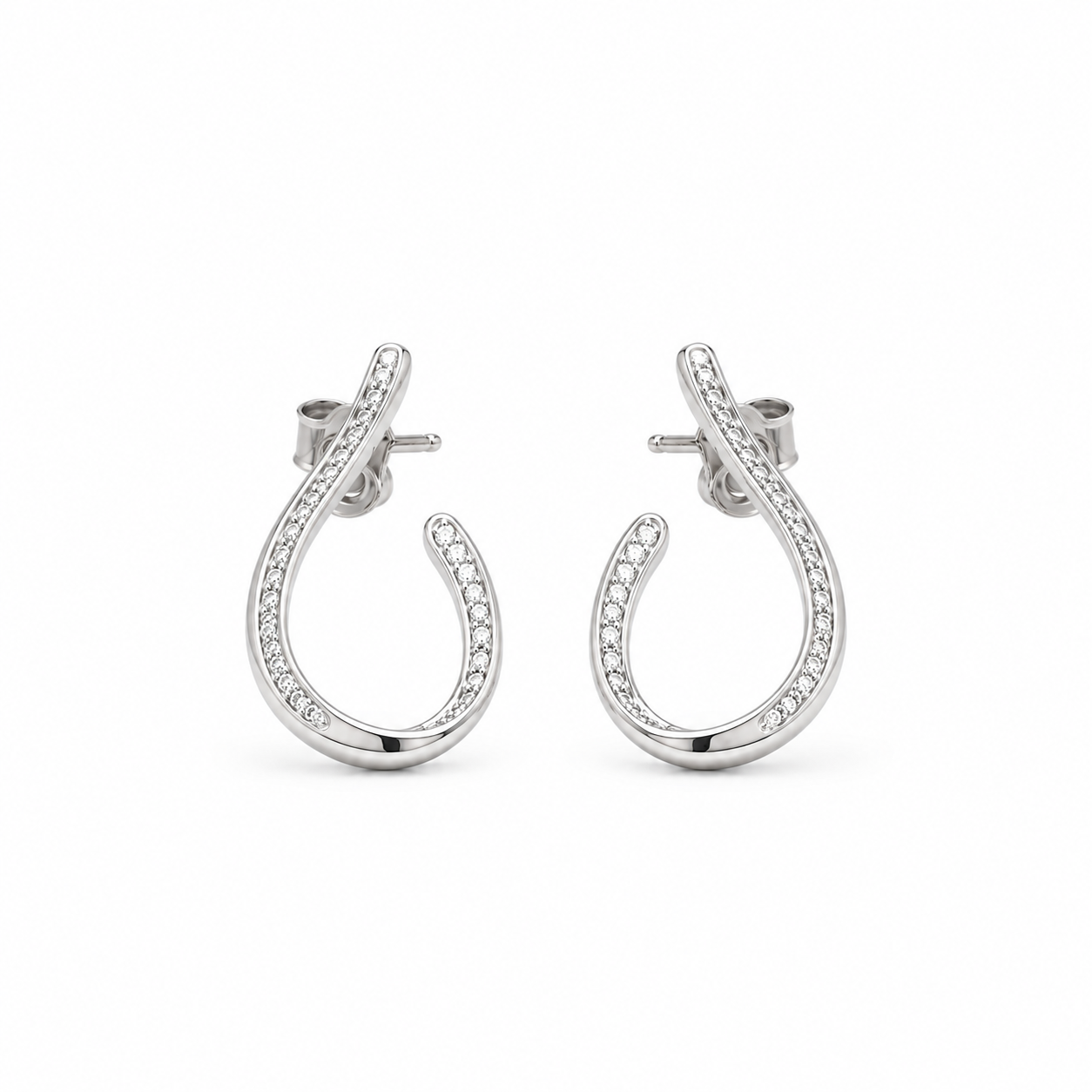 925 Silver U-Shaped Diamond Earrings