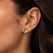 925 Silver Half Round Earring- Dark Green
