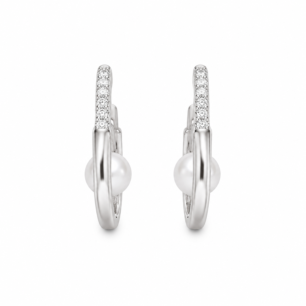 925 Silver Cloak Pearl Hoop Earrings