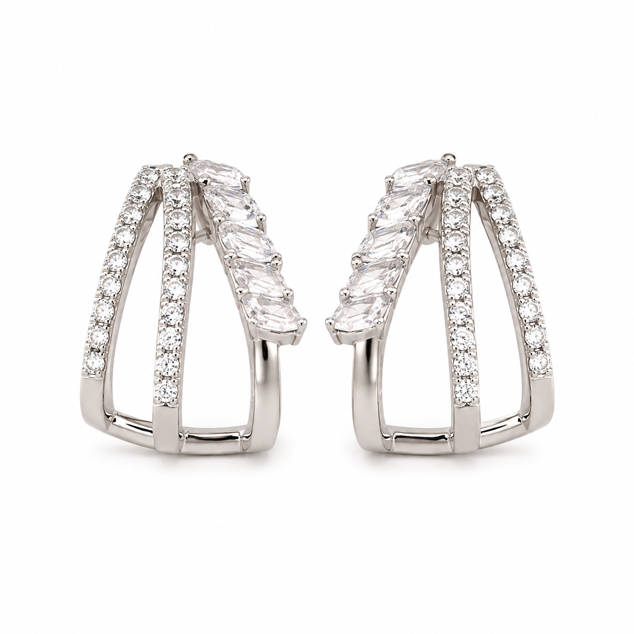 925 Silver Sriti Diamond Cuff Earrings