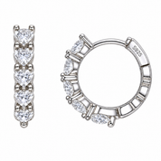 925 Silver Heart Diamond Hoops