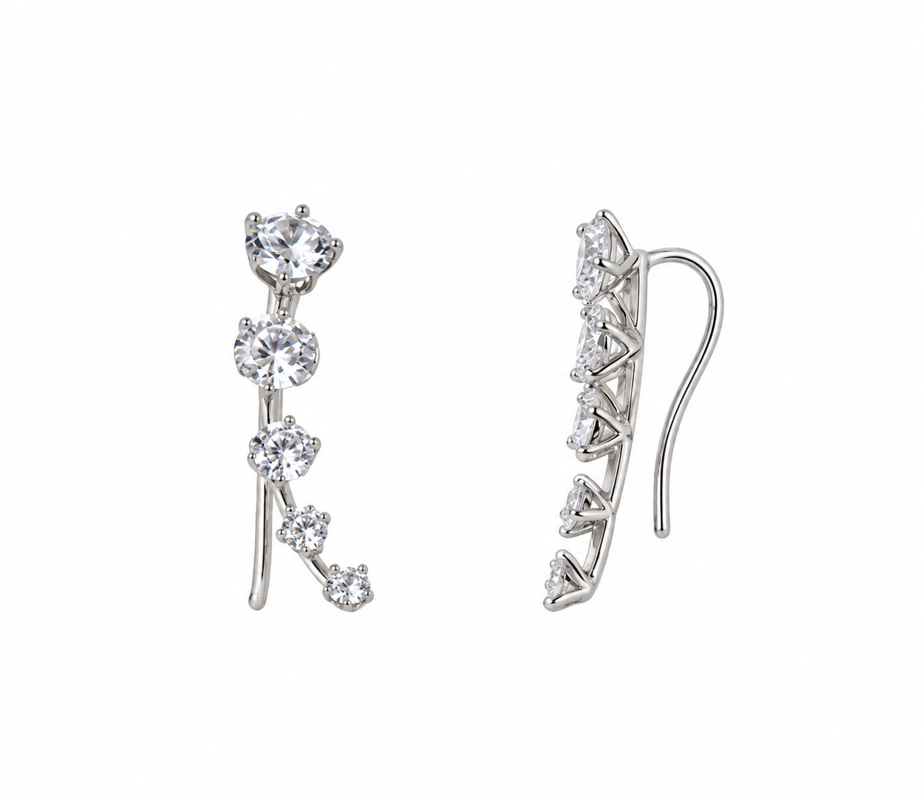 Silver Circle Diamond Cuff Earring