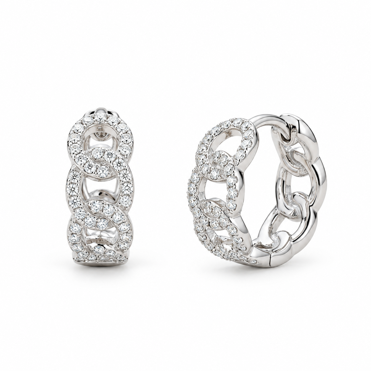925 Silver Linked Diamond Earrings
