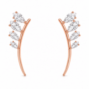 925 Rose Gold Curved Leaf Earring