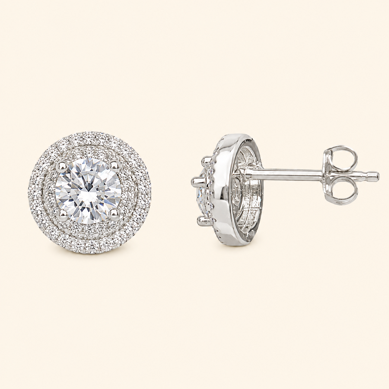 Round Halo Stud Earrings
