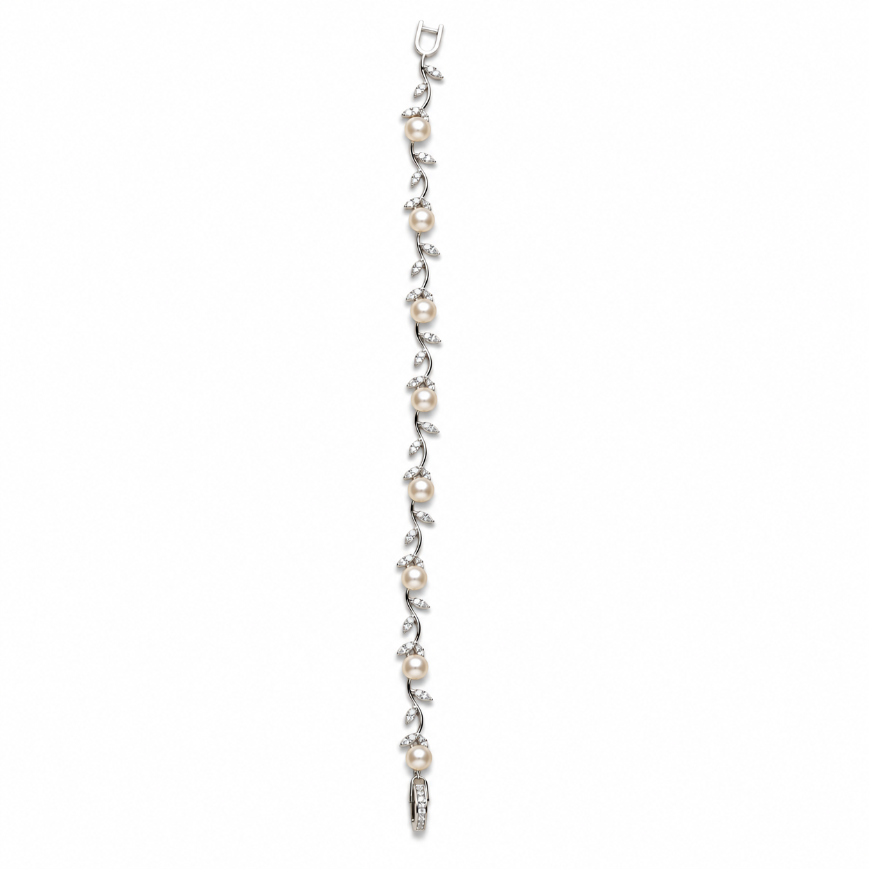 925 Silver Pearl And Fern Bracelet