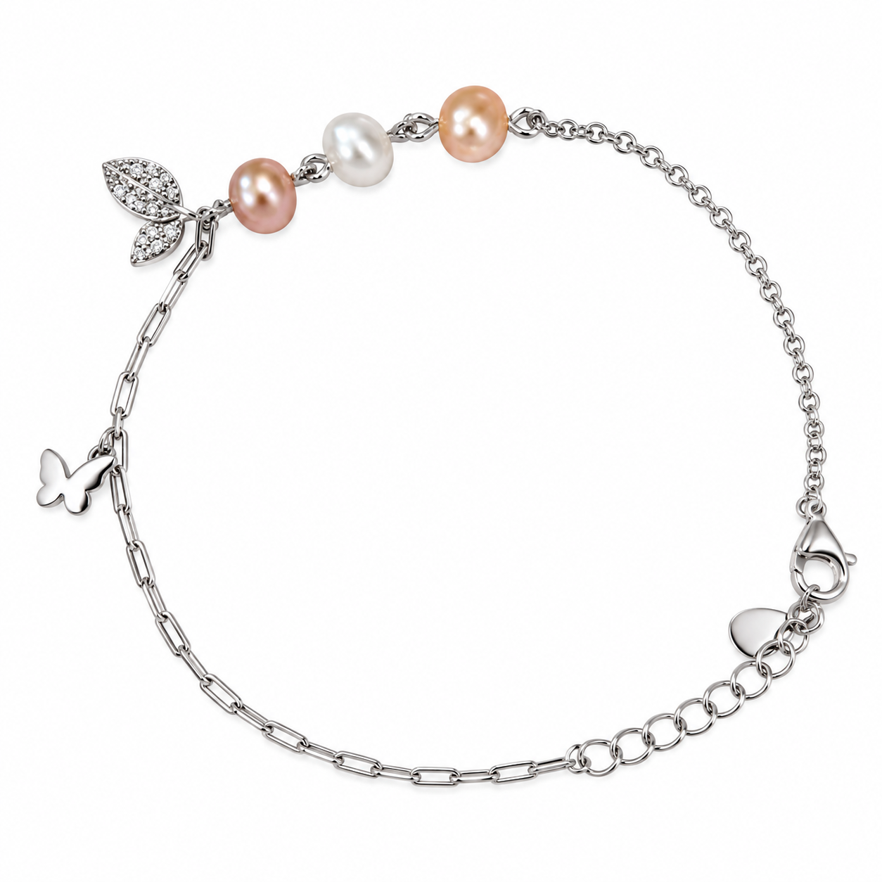 925 Silver Pearl Leaf Butterfly