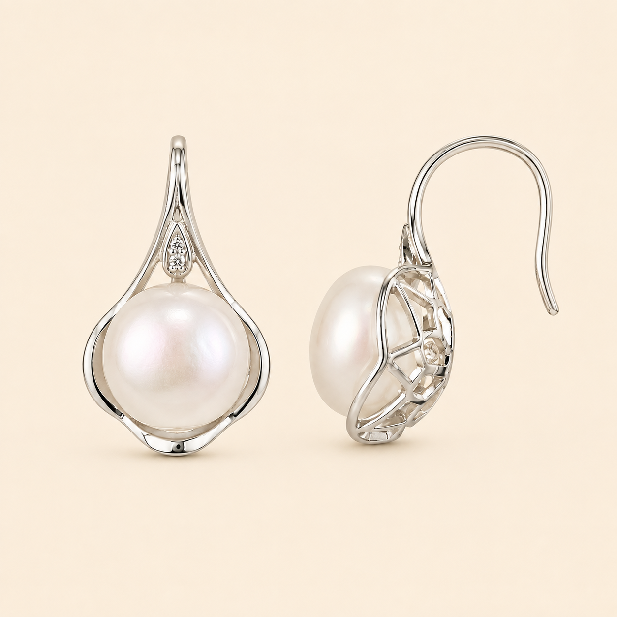 925 Silver Faria Pearl Earrings