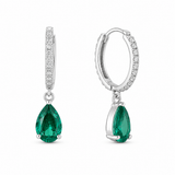 925 Silver Green Drop Hoops