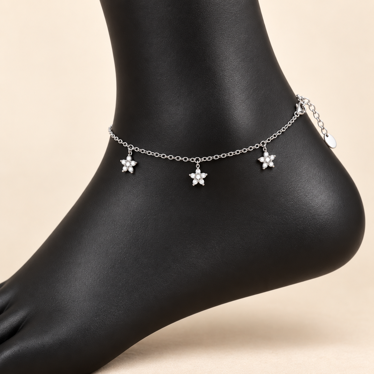 3-Flower Charm Anklet