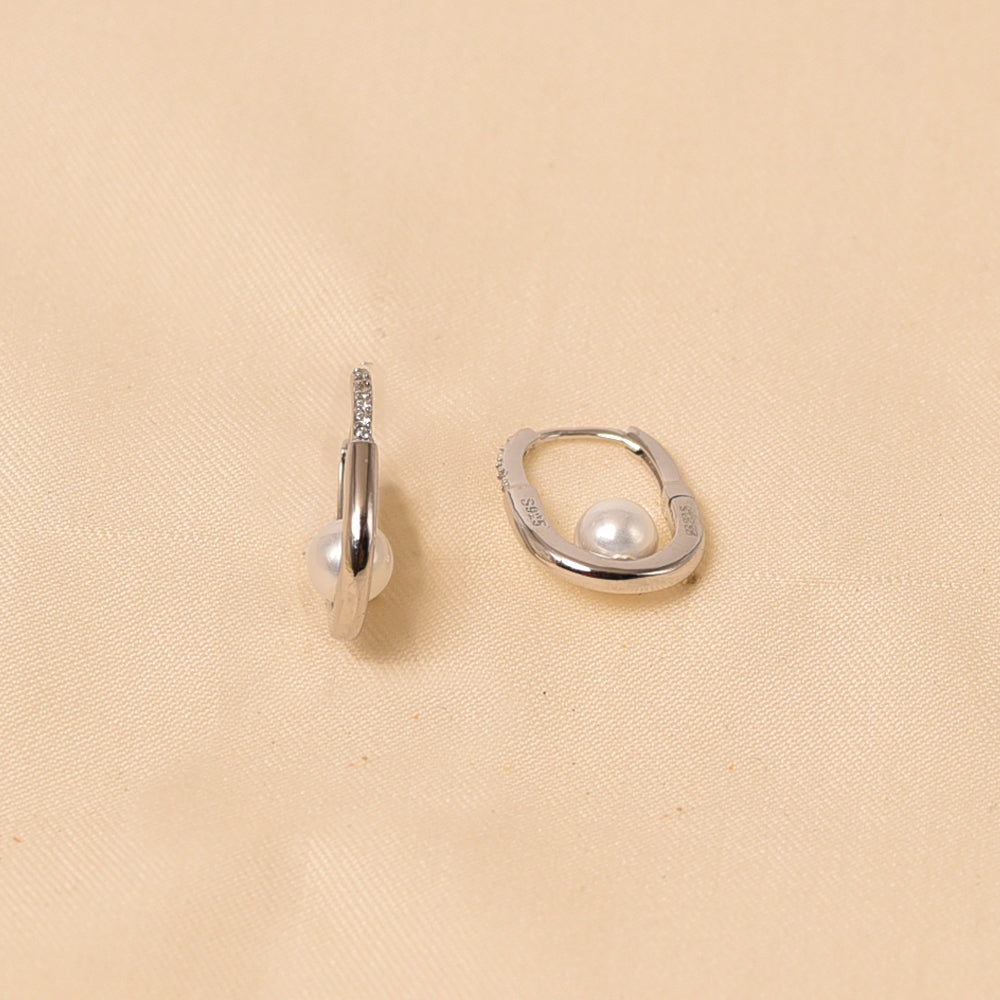 Certified  Pearl Hoops Earring for Girls -Elyta