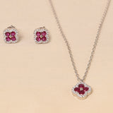 Clove Charm Pendant Set With Chain -Dark Pink