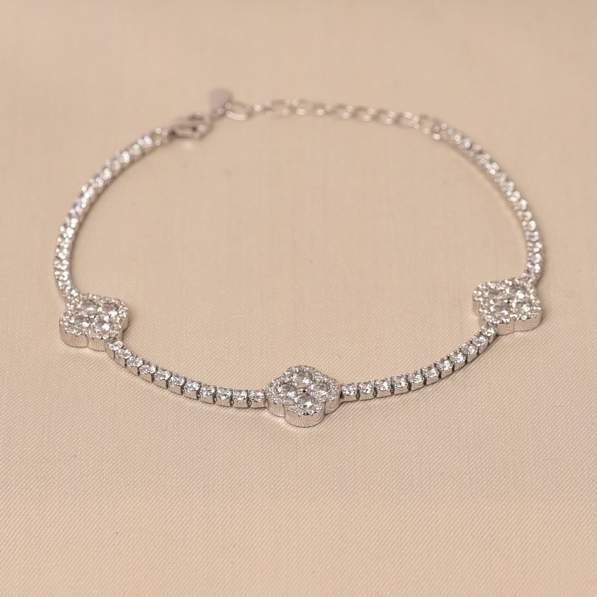 925 Silver Clove Charm Diamond Festive Wear Bracelet  -Elyta