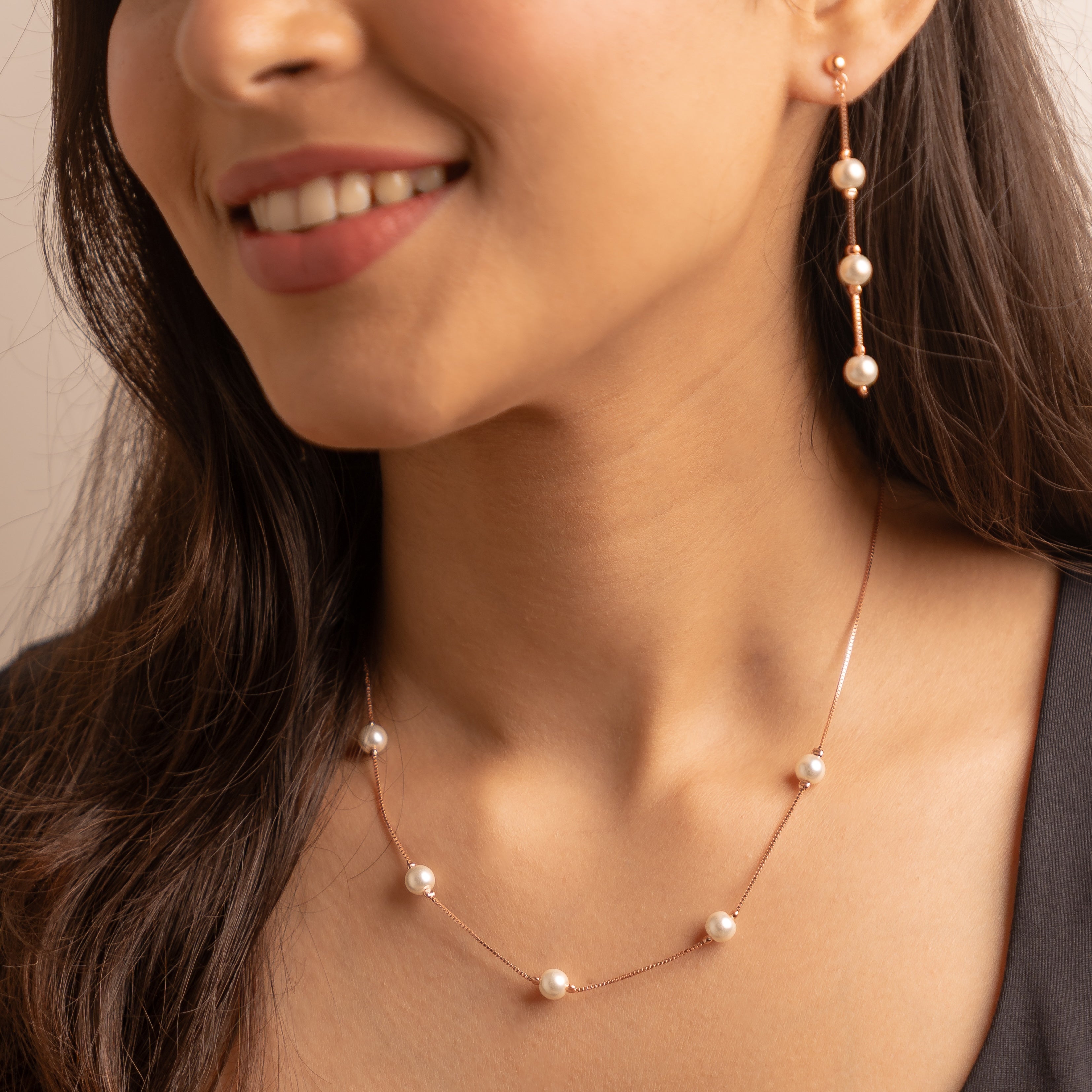 5 Pearl Pensieve Necklace Set - Rose Gold