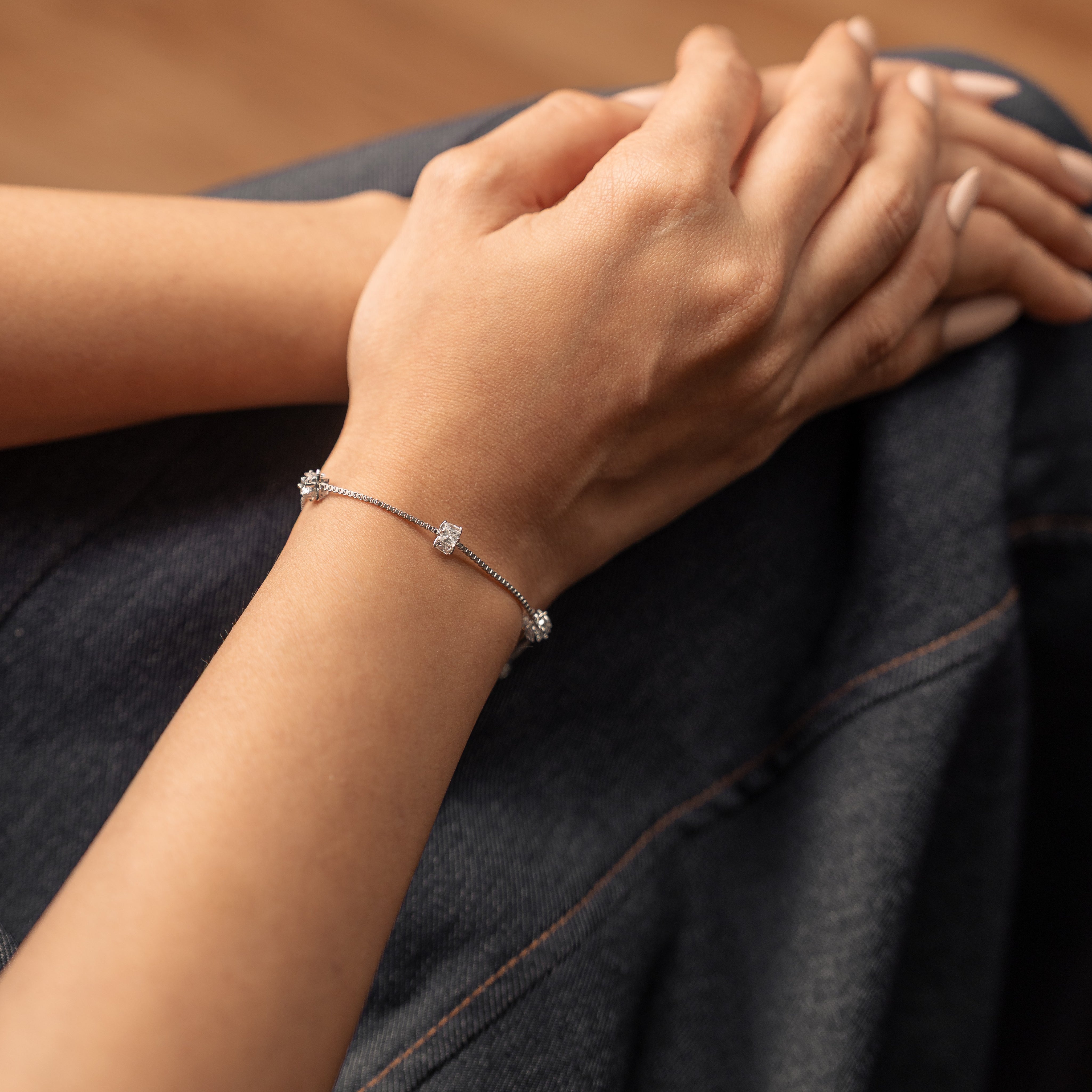 925 Sterling Silver Minimalist Diamond Bracelet Daily wear - Elyta