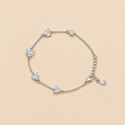 925 Silver 5-Heart Tennis Bracelet