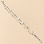 925 Silver 2-lined pearl tennis bracelet