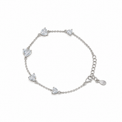 925 Silver 5-Heart Tennis Bracelet