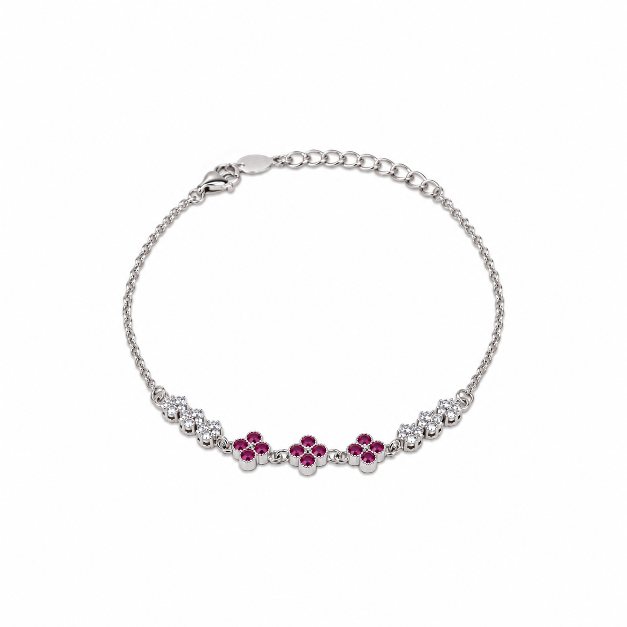 925 Silver Tiya Bracelet - Dark Pink