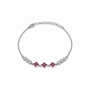 925 Silver Tiya Bracelet - Dark Pink