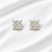 925 Silver 4 Square Diamond Earrings
