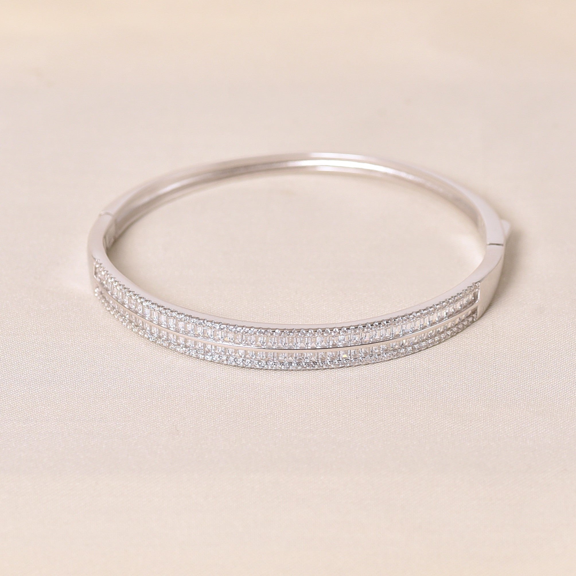 Handcrafted 925 Silver Kada for Women with Diamond Studs