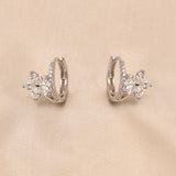 Diamond Flower Hoops Earrings